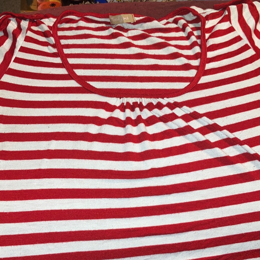 Red and White Striped Women's Blouse